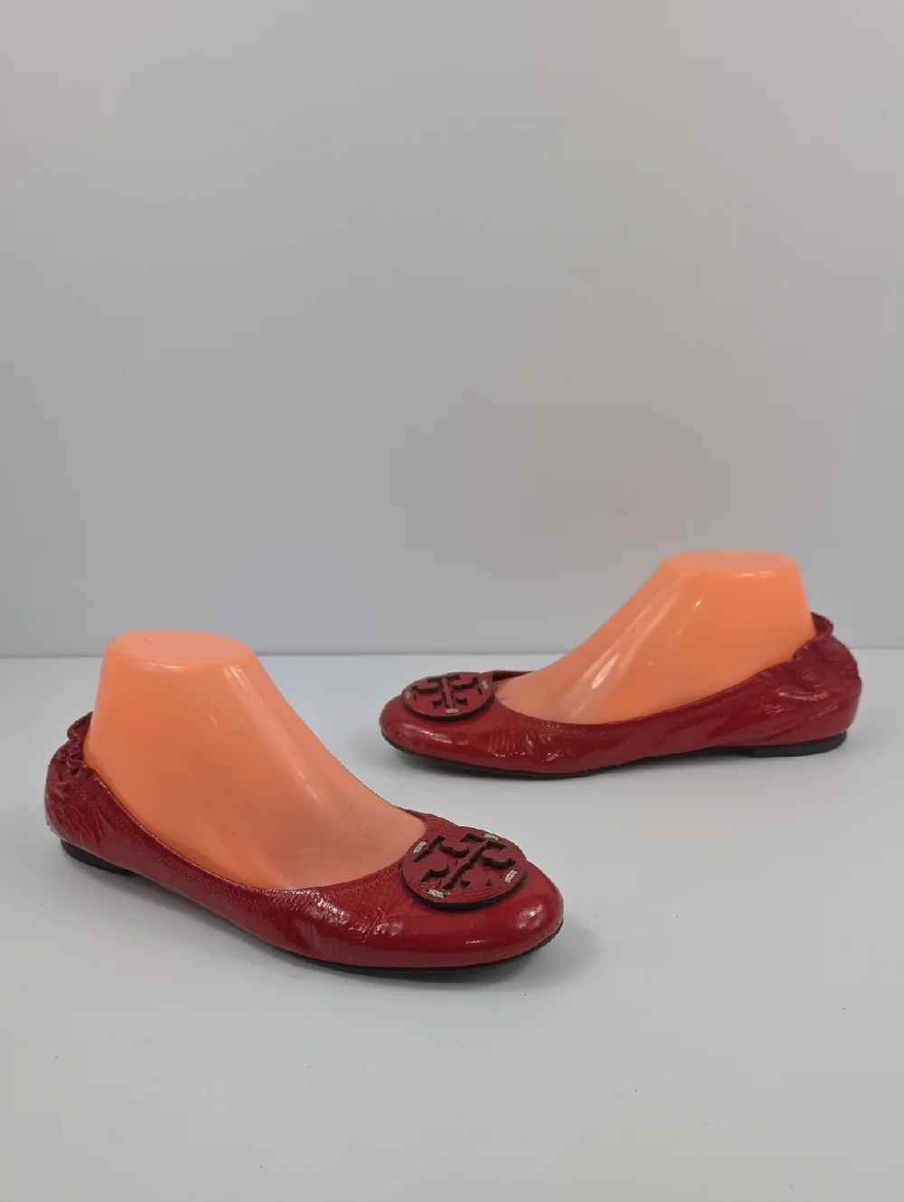 Tory Burch Reva Red Patent Leather Women's Flat Shoes‎ Size 8.5